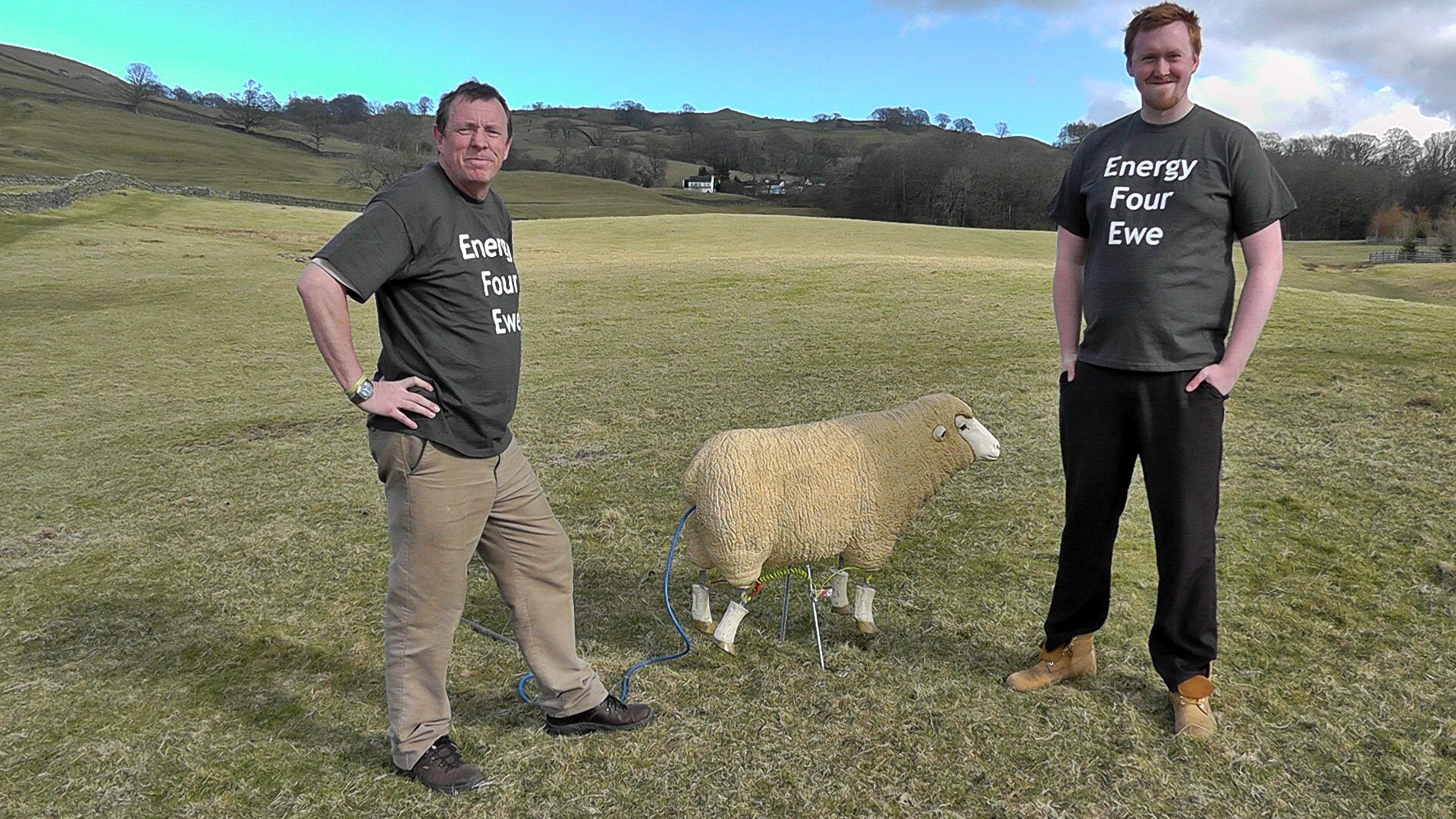 Ben and Tim Berry with Shirley the Sheep