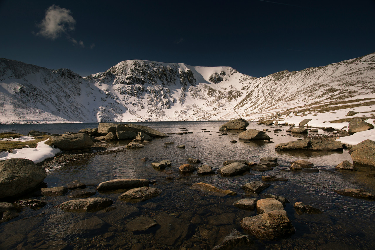 Helvellyn, although beautiful covered in snow the mountain too dangerous to tackle with winter conditions 