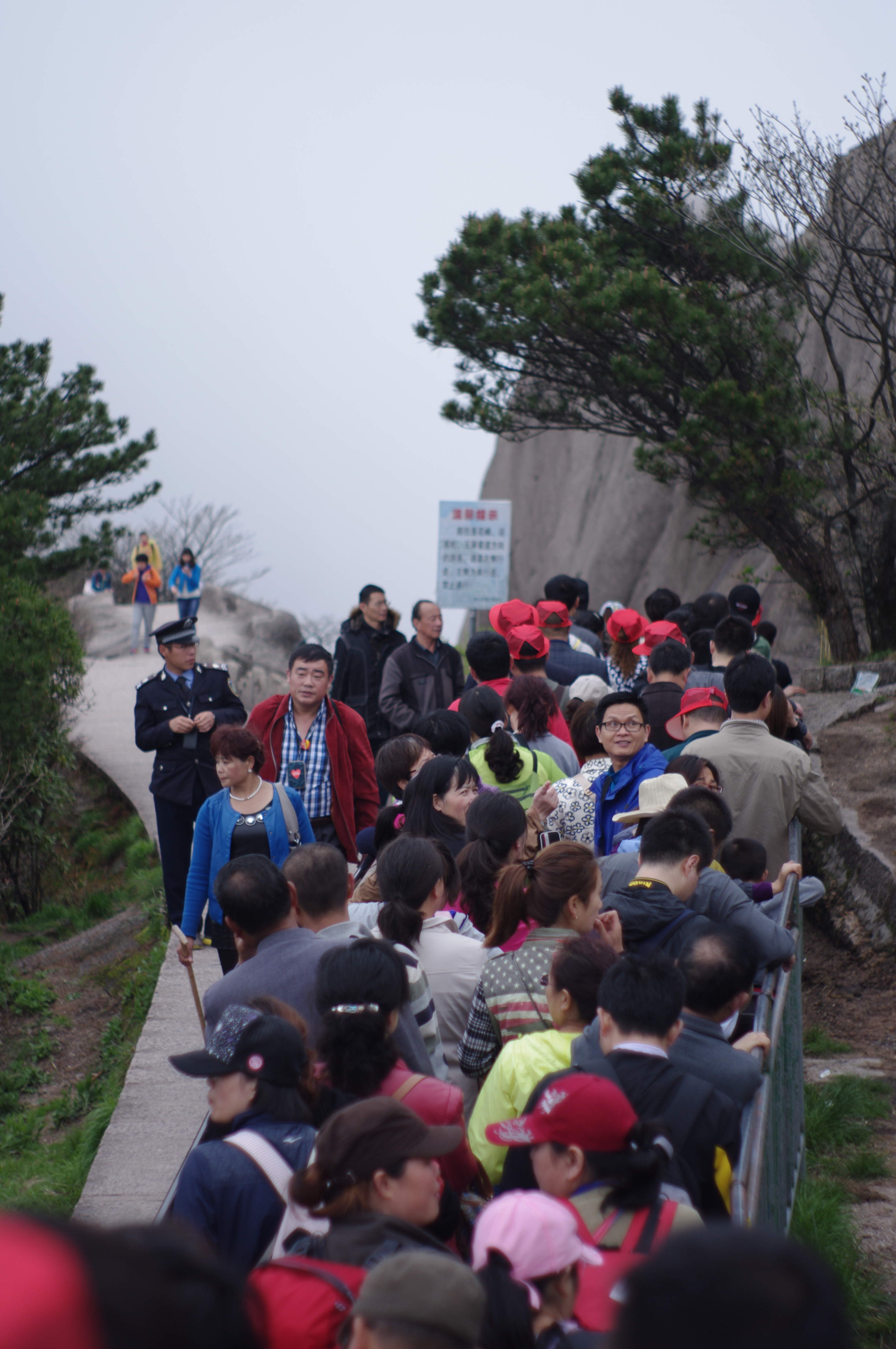 Chinese Tourists at Huangshan Mountain Range