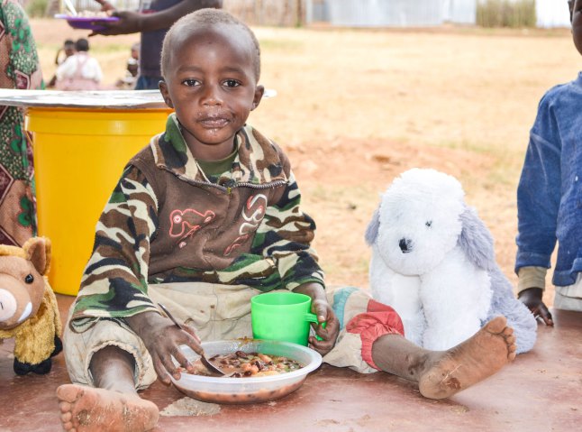 Sam teddy at the Open Arm's Village in Kenya