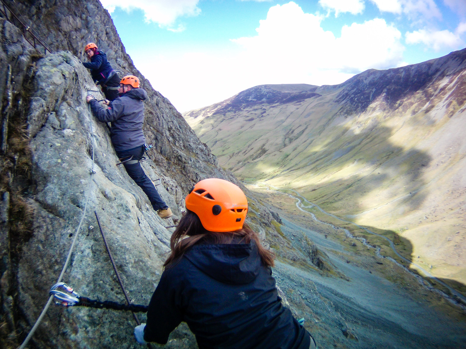 Honister Pass snaking below the Via Ferrata 