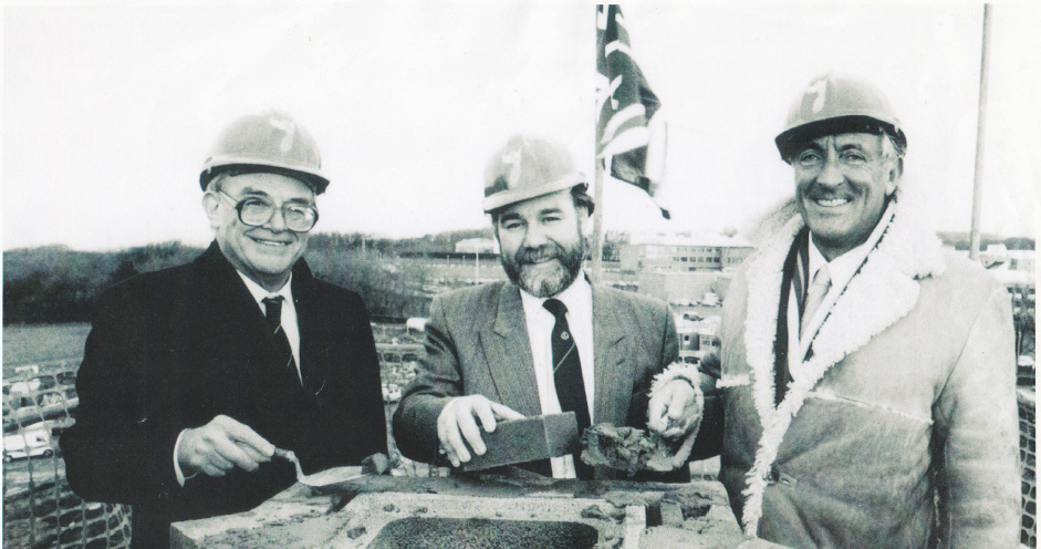 Topping off ceremony at Lancaster House. Michael Berry on right. 